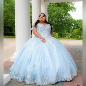 Charming Blue Embellished Kids Formal Dress